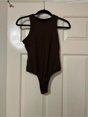 Sleeveless One-Piece Bodysuit in Dark Brown